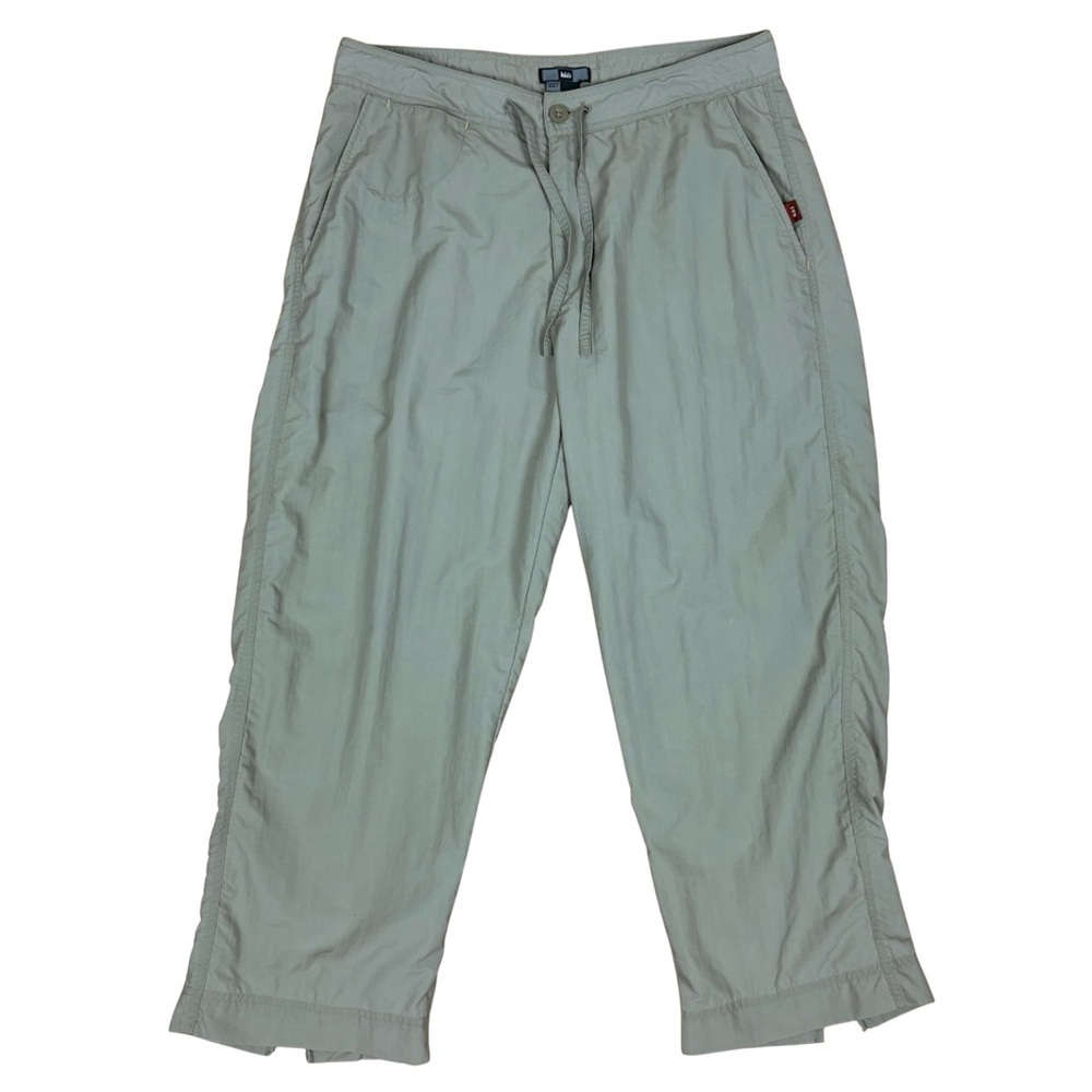REI Women's Nylon Hiking Pants Drawstring Waist Size 14 Vented Straight Leg Crop
